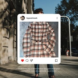 Black, cream & orange trench coat